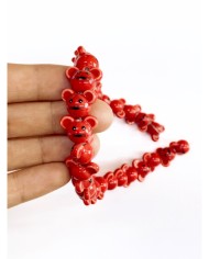 İpe Dizili Seramik Boncuk Kırmızı Fare 12mm - 1 Dizi
