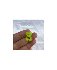 Neon Limon Yeşili Siyah Fiyonklu Ayıcık Figürü 1 Adet