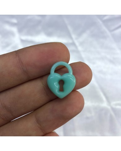 Pastel Mint Yeşili Kalp Asma Kilit Figürü 1 Adet