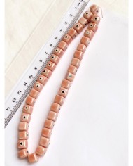 İpe Dizili Seramik Boncuk Pembe Nazar Boncuklu Küp 10mm - 1 Dizi
