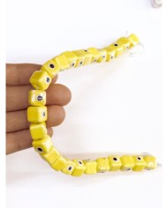 İpe Dizili Seramik Boncuk Sarı Nazar Boncuklu Küp 10mm -  1 Dizi