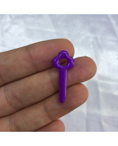 Canlı Menekşe Moru Çiçek Başlı Anahtar Figürü 1 Adet