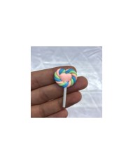 Pembe Mavi Yeşil Kalpli Burgu Lolipop Figürü 1 Adet
