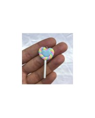 Mavi Pembe Sarı Askı Halkalı Kalpli Lolipop Askı Halkalı Figür
