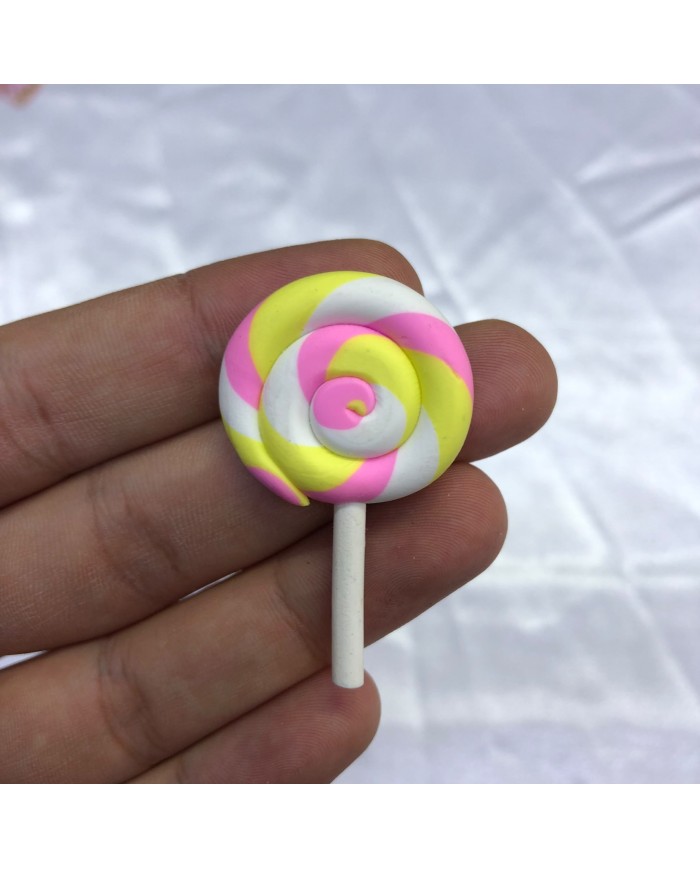 Pembe Sarı Beyaz Yuvarlak Spiral Lolipop Figürü 1 Adet