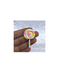 Pembe Sarı Beyaz Yuvarlak Spiral Lolipop Figürü 1 Adet