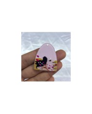 Pastel Pembe Soyut Figür Desenli Uzun Oval Aksesuar Ucu 1 Adet