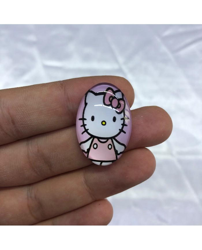 Pastel Pembe Hello Kitty Desenli Oval Figürü 1 Adet