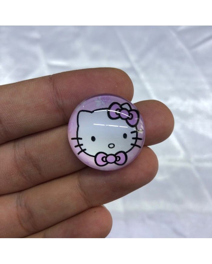 Lavanta Moru Çift Fiyonklu Hello Kitty Desenli Yuvarlak Figürü