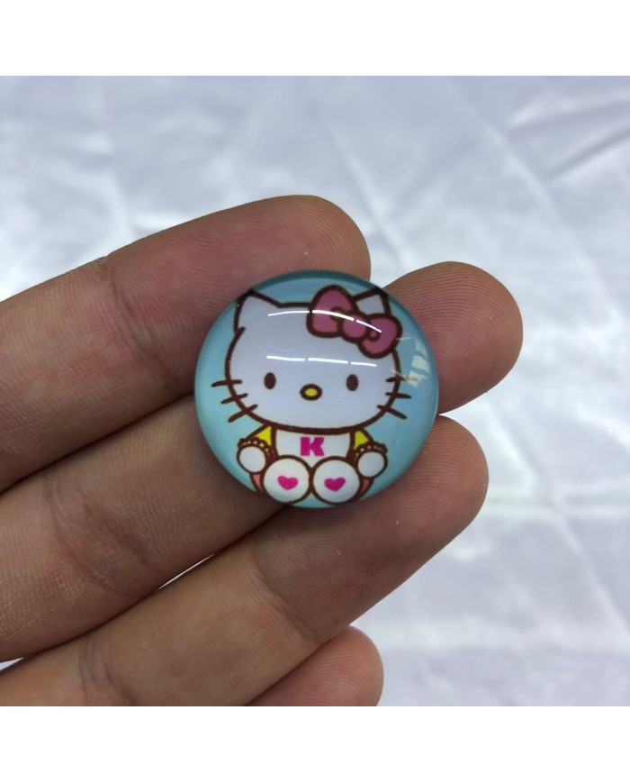 Açık Mavi Oturan Hello Kitty Desenli Yuvarlak Figürü 1 Adet