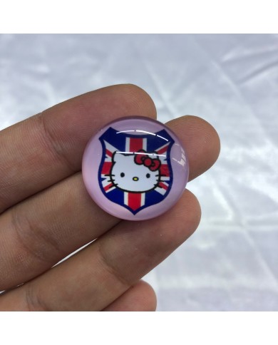 Lavanta Kırmızı Lacivert Bayrak Desenli Hello Kitty Yuvarlak