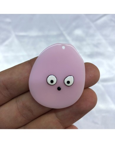 Pastel Lila Pembe Şaşkın Yüzlü Oval Aksesuar Ucu 1 Adet