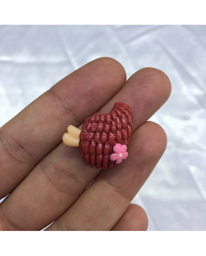 Kızıl Kahverengi Pembe Çiçekli Örgü Dokulu Figürü 1 Adet