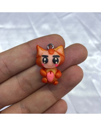 Turuncu Pembe Kedi Kostümlü Karakter Askı Halkalı Figür 1 Adet