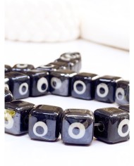 İpe Dizili Seramik Boncuk Siyah Nazar Boncuklu Küp 10mm - 1 Dizi