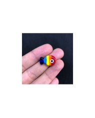 Kırmızı Sarı Turkuaz Renkli Şeritli Mini Balık Figürlü Cam