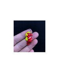Opak Kırmızı Limon Sarısı Beyaz Çizgili Denizatı Figürlü Cam