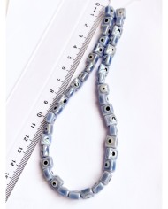 İpe Dizili Seramik Boncuk Yeşil Nazar Boncuklu Küp 8mm - 1 Dizi