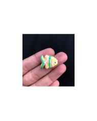 Pastel Sarı Mint Yeşili ve Pembe Çizgili Balık Figürlü Cam