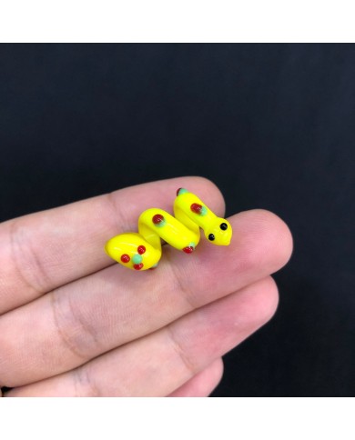 Neon Limon Sarısı Kırmızı Yeşil Benekli Kıvrımlı Yılan Figürlü