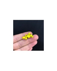 Neon Limon Sarısı Kırmızı Yeşil Benekli Kıvrımlı Yılan Figürlü
