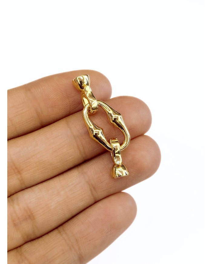 Küçük Boy Altın Renkli Boğumlu Oval Halka Pirinç İnci Kapama 1 Adet