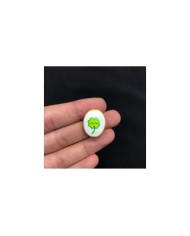 Beyaz Zeminli Limon Yeşili Yonca Desenli Oval Seramik Boncuk 1