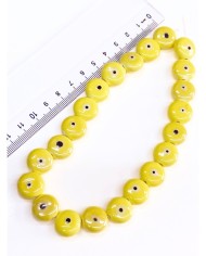 İpe Dizili Seramik Boncuk Pembe Yuvarlak Yassı 15mm - 1 Dizi