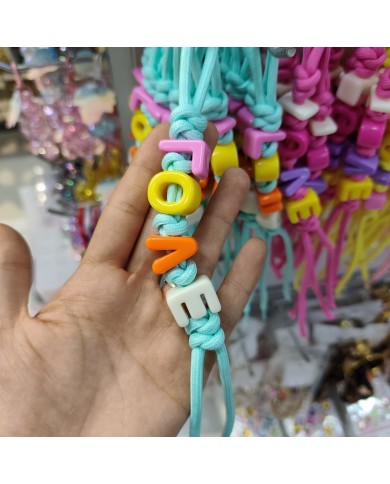 Mint Turkuaz LOVE Yazılı Paracord Hazır Anahtarlık İpi 1 Adet
