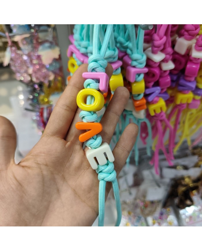 Mint Turkuaz LOVE Yazılı Paracord Hazır Anahtarlık İpi 1 Adet