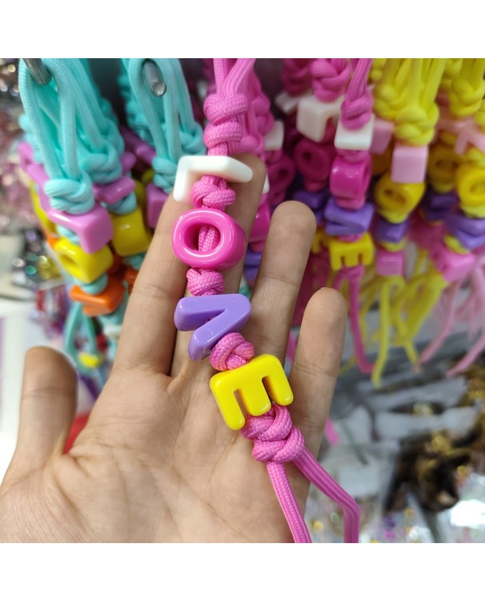 Fuşya Pembe LOVE Yazılı Paracord Hazır Anahtarlık İpi 1 Adet