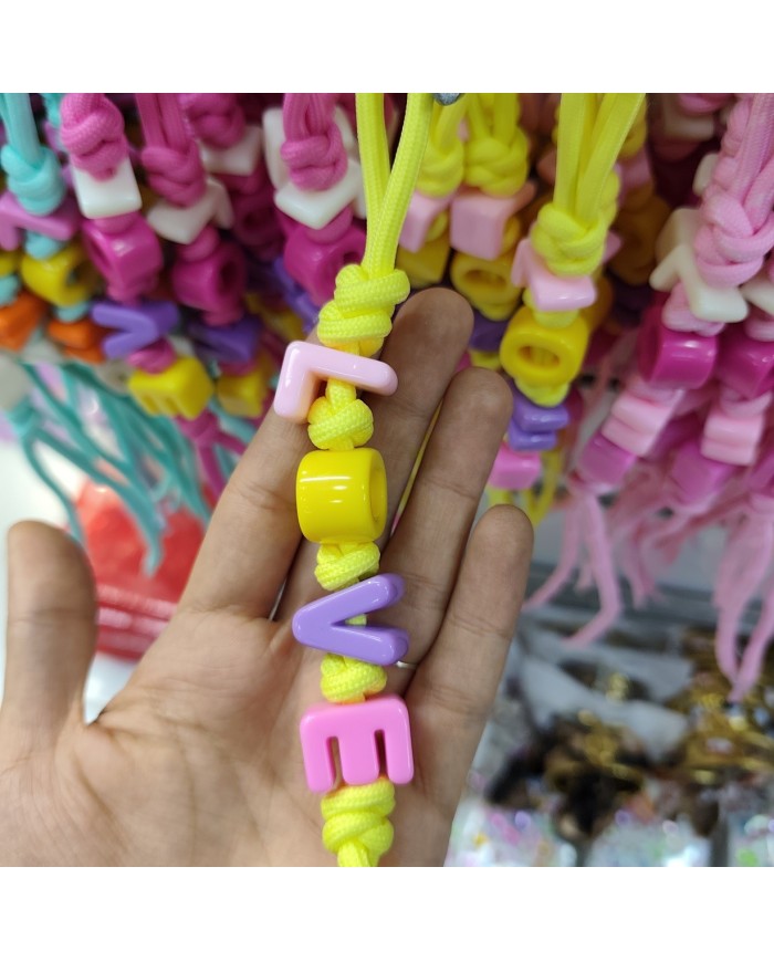 Neon Limon Sarısı LOVE Yazılı Paracord Hazır Anahtarlık İpi 1 Adet
