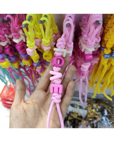 Açık Pembe LOVE Yazılı Paracord Hazır Anahtarlık İpi 1 Adet