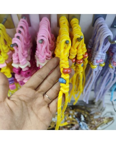Canlı Sarı İki Boncuklu Paracord Hazır Anahtarlık İpi 1 Adet