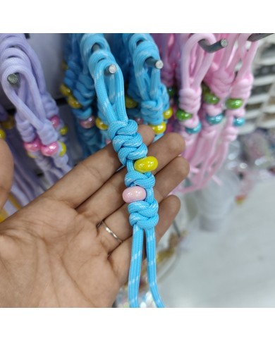 Canlı Turkuaz İki Boncuklu Paracord Hazır Anahtarlık İpi 1 Adet