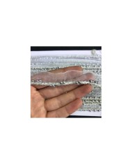 Beyaz Parlak Gümüş Fasetli Boncuklu Organze Uç Şerit 1 Metre