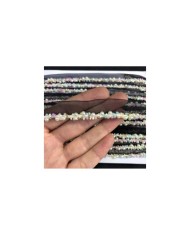 Siyah Krem İnci ve Pastel Renkli Boncuklu Organze Uç Şerit 1