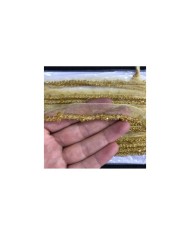 Şampanya Altın Fasetli Boncuklu Organze Uç Şerit 1 Metre