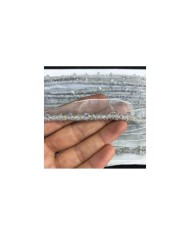 Buz Grisi Şeffaf Fasetli Boncuklu Organze Uç Şerit 1 Metre