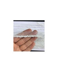 Kar Beyazı İnci Görünümlü Boncuklu Organze Uç Şerit 1 Metre