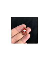 Gümüş Renkli Kırmızı Beyaz Mineli Çuvallı Noel Baba Kolye ve Bileklik Ucu 1 Adet