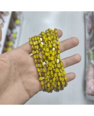 Altın Renkli Neon Limon Sarısı Mat Oval Çek Cam Boncuk İpe Dizili 1 Dizi