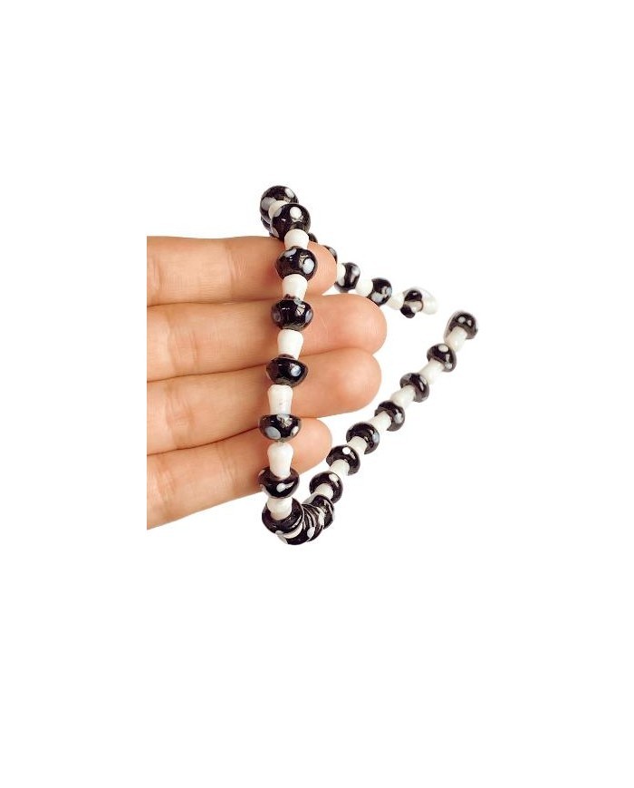 İpe Dizili Seramik Boncuk Siyah Mantar 14mm - 1 Dizi