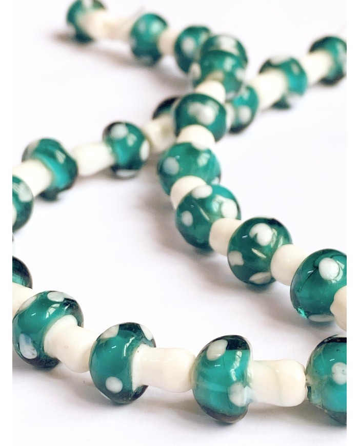 İpe Dizili Seramik Boncuk Yeşil Mantar 14mm - 1 Dizi