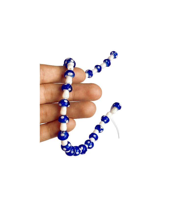 İpe Dizili Seramik Boncuk Lacivert Mantar 14mm - 1 Dizi