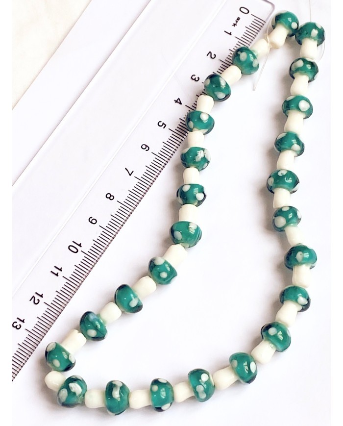 İpe Dizili Seramik Boncuk Lacivert Mantar 14mm - 1 Dizi