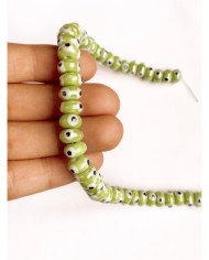 İpe Dizili Seramik Boncuk Yeşil Nazar Boncuğu Oval 5mm - 1 Dizi