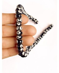 İpe Dizili Seramik Boncuk Siyah Nazar Boncuğu Oval 5mm - 1 Dizi