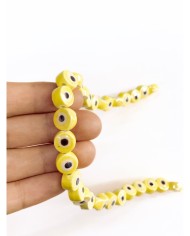 İpe Dizili Seramik Boncuk Sarı Nazar Boncuğu Yuvarlak 12mm - 1 Dizi