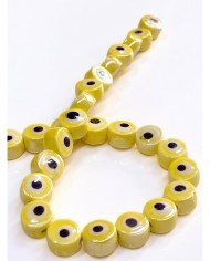İpe Dizili Seramik Boncuk Sarı Nazar Boncuğu Yuvarlak 12mm - 1 Dizi